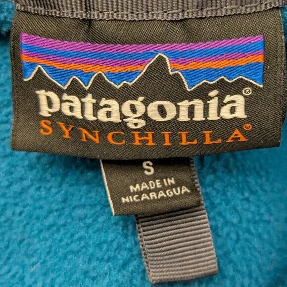 Patagonia Synchilla Snap T Hoodie Blue Purple Pullover Fleece Jacket Size Small - Picture 8 of 9